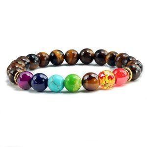 Tiger eye beaded bracelet 7 Chakra